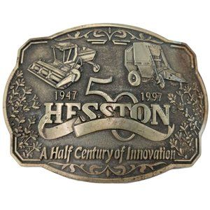 Hesston Agriculture Belt Buckle 1997 Farm Equipment 50 Years Of Innovation Farme